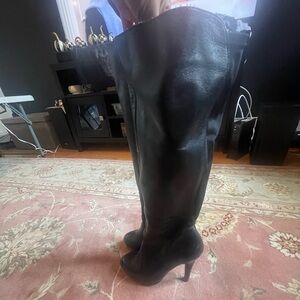Tall Black Leather Boots MeToo Size 5.5